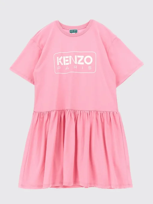 Abito a t-shirt in cotone con logo Kenzo Kids