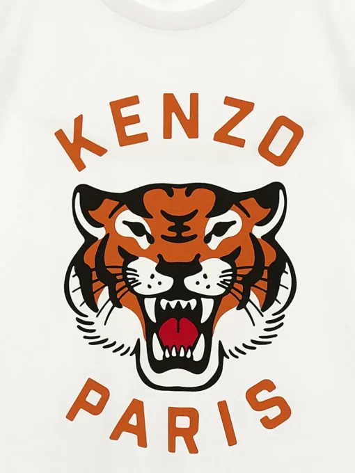 Abito a t-shirt in cotone con logo Tiger Kenzo Kids