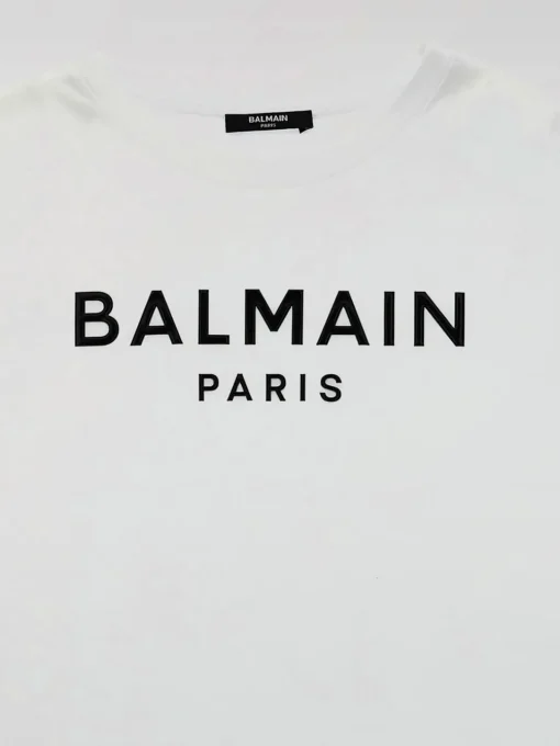 Abito a t-shirt in cotone con logo Balmain