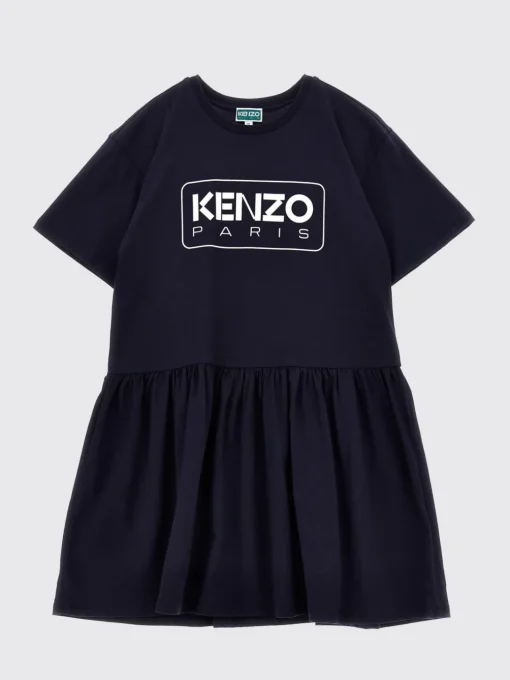 Abito a t-shirt in cotone con logo Kenzo Kids