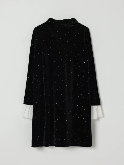 Abito con fiocco e strass Monnalisa in velluto