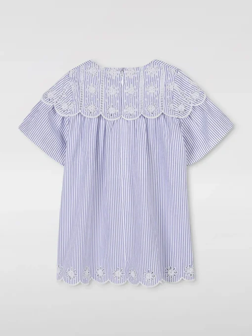 Abito in cotone a righe ricamato Chloé
