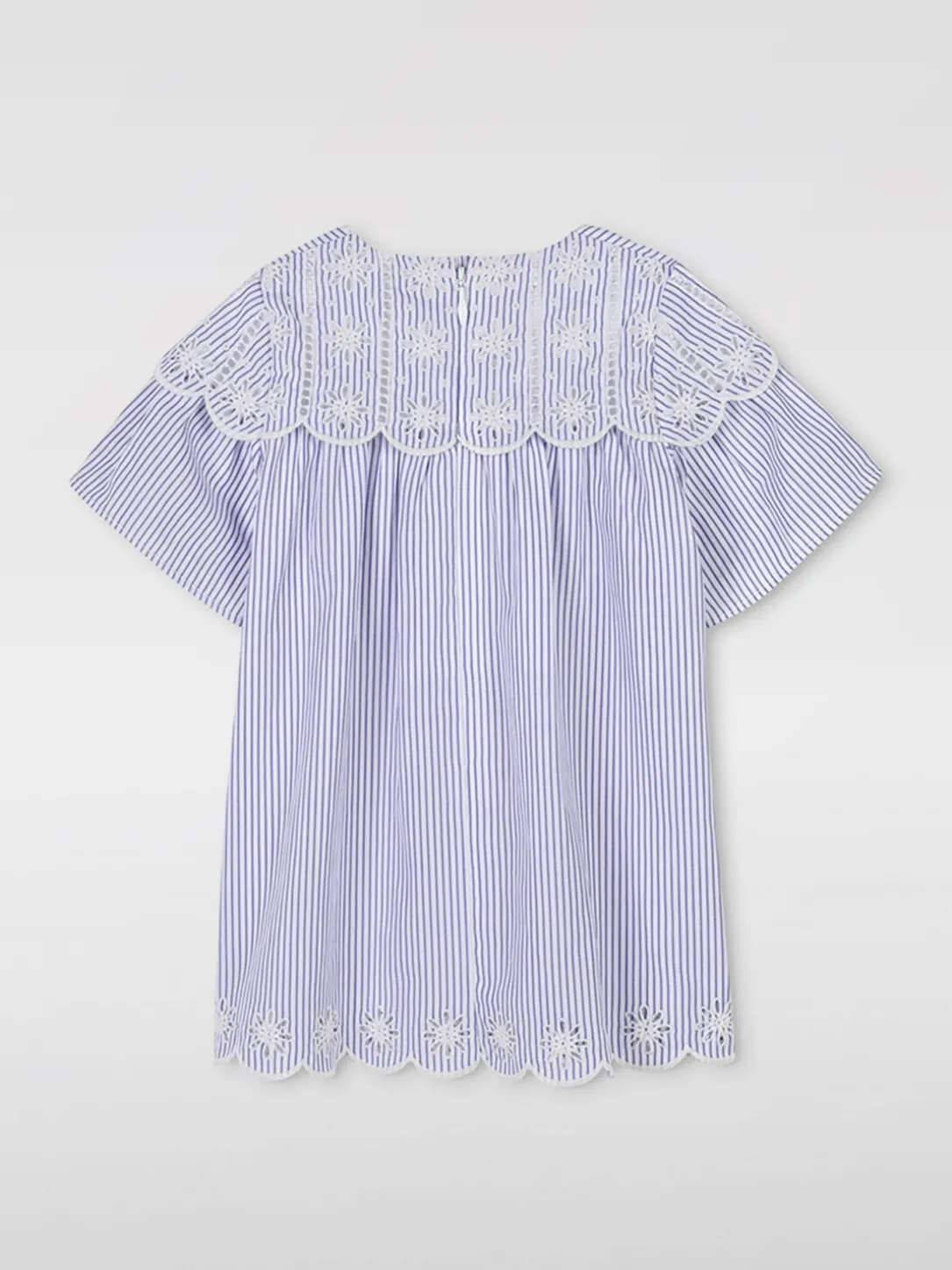 Abito in cotone a righe ricamato Chloé