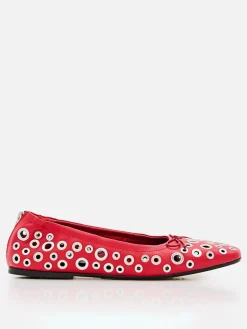 Ballerina Amy Golden Goose in pelle xon occhielli metallici