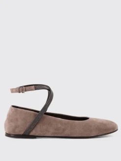 Ballerina Brunello Cucinelli in camoscio con monile