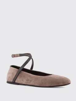 Ballerina Brunello Cucinelli in camoscio con monile