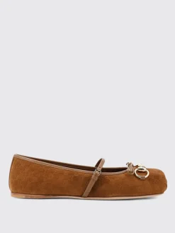 Ballerina Gucci in camoscio con monogram GG goffrato