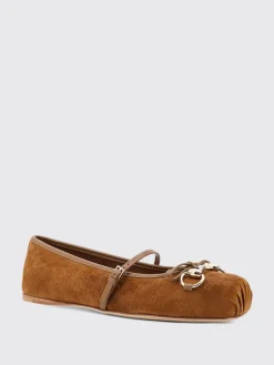 Ballerina Gucci in camoscio con monogram GG goffrato