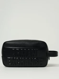Beauty case in ecopelle martellata con logo Armani Exchange