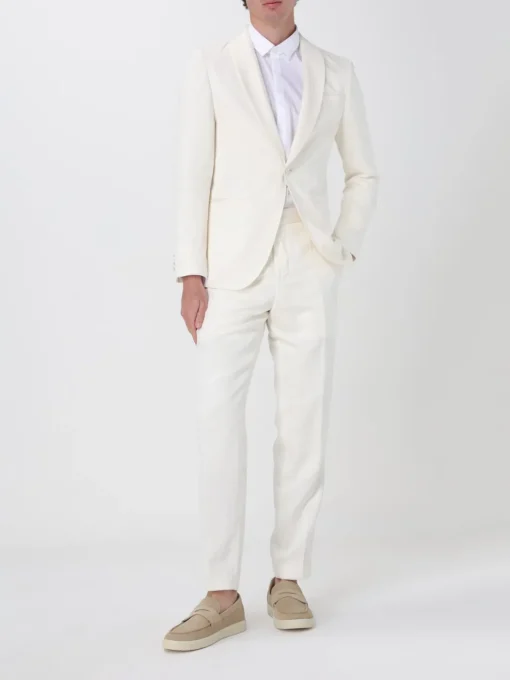 Blazer monopetto Boss in seta e lino