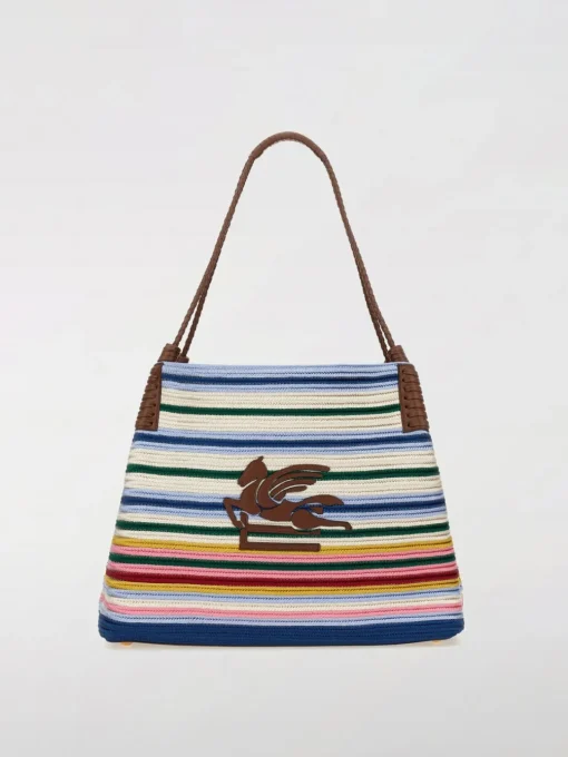 Borsa a spalla Libra a righe multicolor Etro