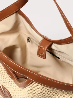 Borsa Armani Exchange in rafia e pelle sintetica