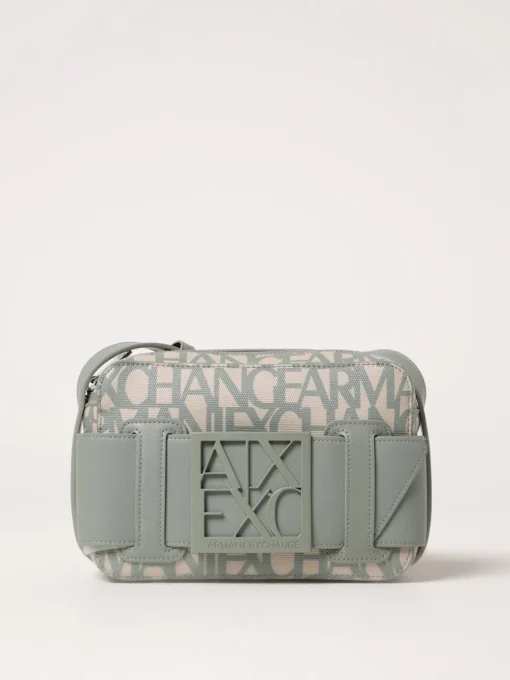 Borsa Armani Exchange in cotone spalmato con logo all over