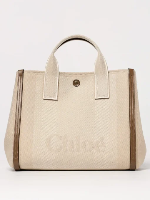 Borsa Chloè in canvas con logo jacquard