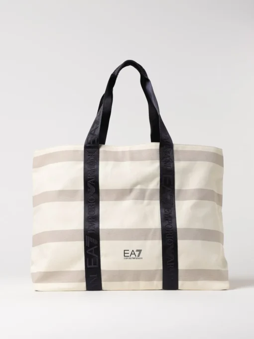 Borsa EA7 Swinwear in canvas di cotone a righe