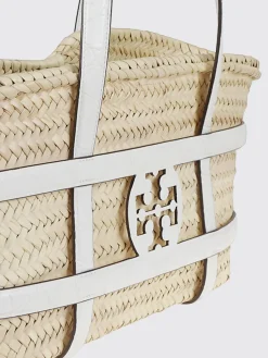 Borsa Ella Tory Burch in rafia intrecciata e pelle