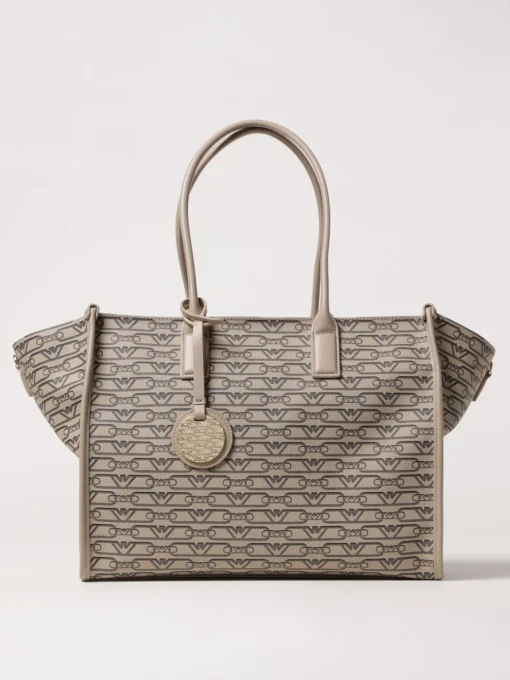 Borsa Emporio Armani in cotone spalmato con logo all over