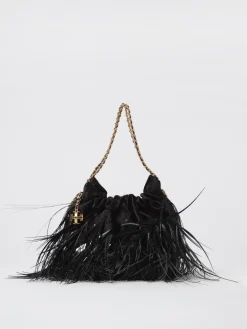 Borsa Fleming Tory Burch in raso con piume e perline ricamate