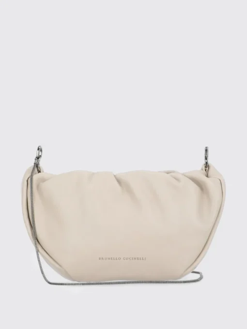 Borsa Hobo Brioche Brunello Cucinelli in pelle soft con Precious Chain