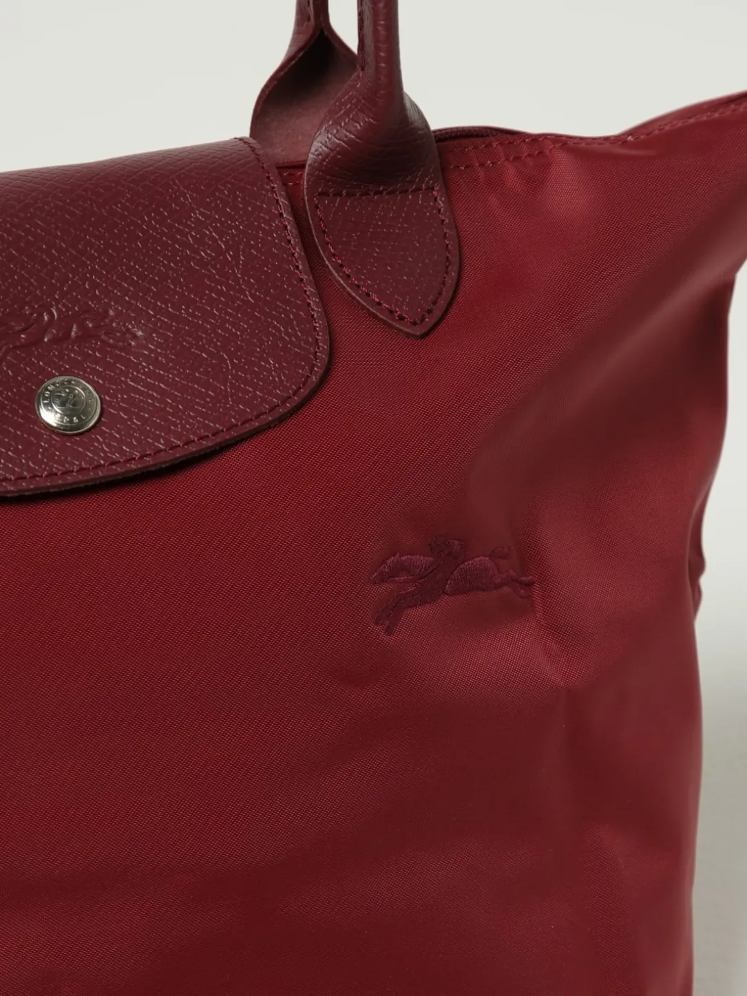 Borsa Le Pliage Green M Longchamp in nylon riciclato e pelle