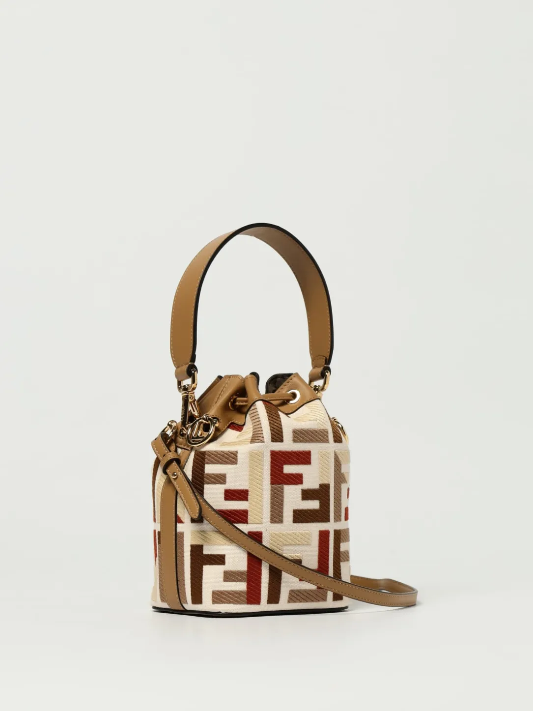 Borsa Mini Mon Tresor Fendi in canvas con ricamo FF multicolor