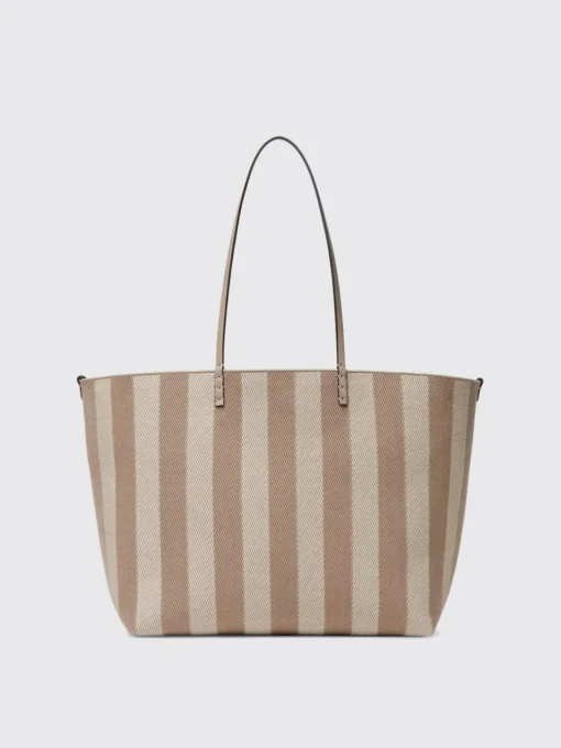 Borsa Roll Large Fendi reversibile in denim a righe Pequin e pelle