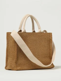 Borsa Tote in rafia con logo Marni