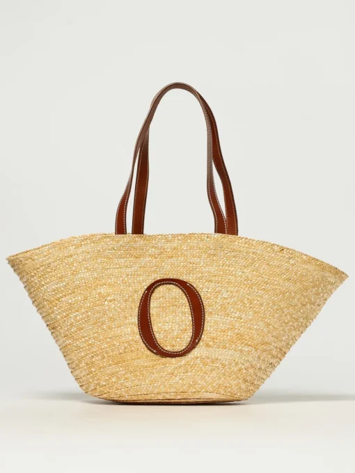 Borsa Tropea Orciani in rafia intrecciata e pelle