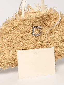 Borsa Très Vivier Roger Vivier in rafia con fibbia gioiello