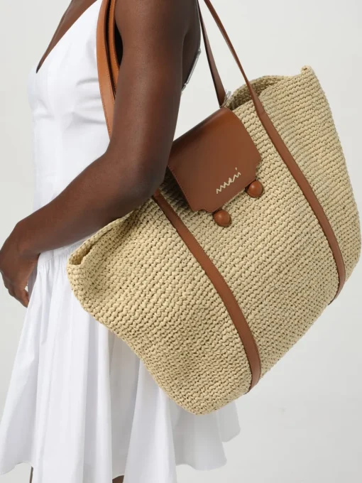 Borsa Trunkaroo Beach Tote Marni in rafia e pelle