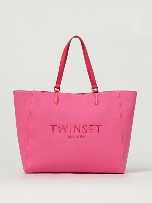 Borsa Twinset in canvas di cotone con logo ricamato
