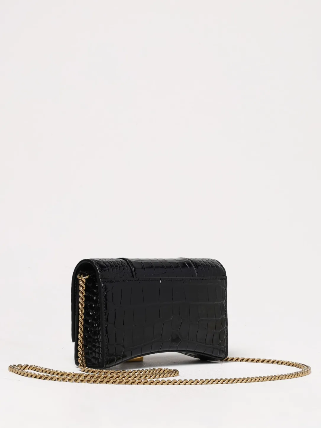Borsa wallet Hourglass Balenciaga in pelle spazzolata stampa cocco