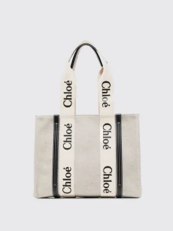 Borsa Woody Chloé in canvas di lino
