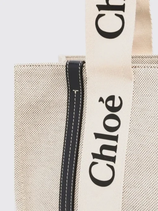 Borsa Woody Chloé in canvas di lino