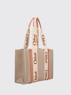 Borsa Woody Chloé in canvas di lino