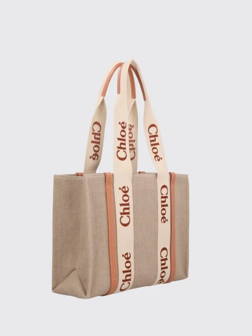 Borsa Woody Chloé in canvas di lino