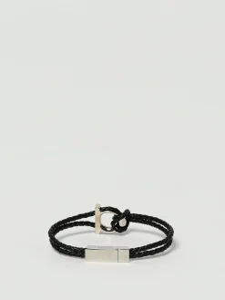 Bracciale Gancini Ferragamo in pelle intrecciata ed ottone