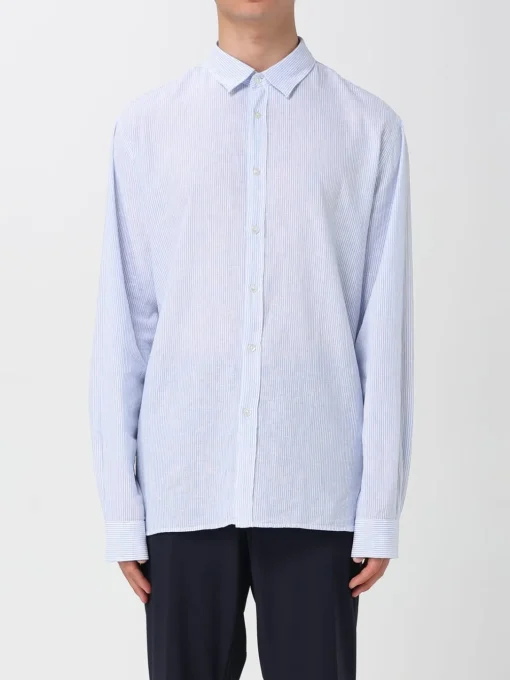Camicia classica Woolrich in lino e cotone a righe