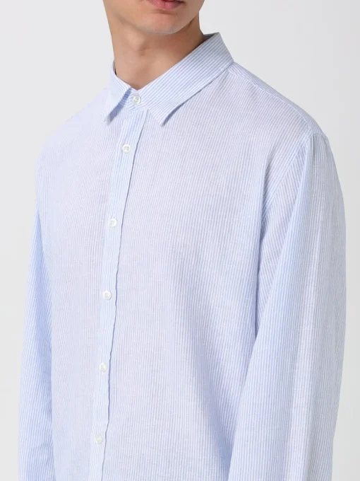 Camicia classica Woolrich in lino e cotone a righe