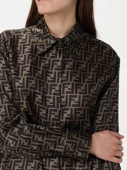 Camicia Fendi in seta con motivo monogram