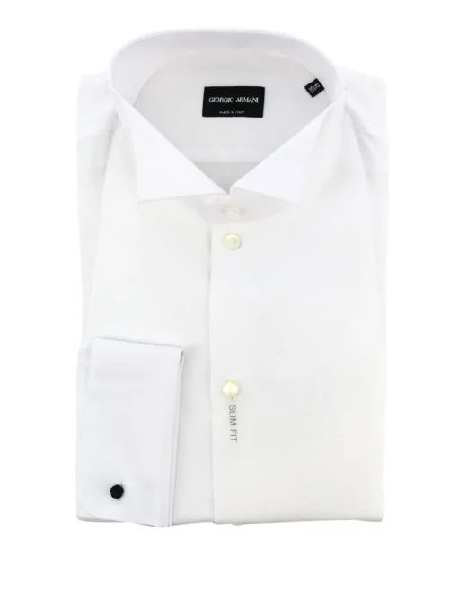 Camicia Giorgio Armani da smoking con collo diplomatico e doppi polsi