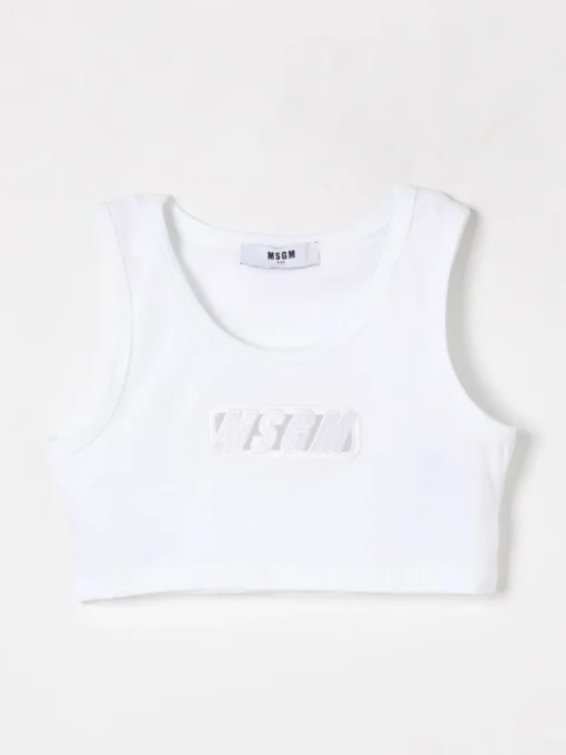 Canotta crop in cotone con logo MSGM Kids