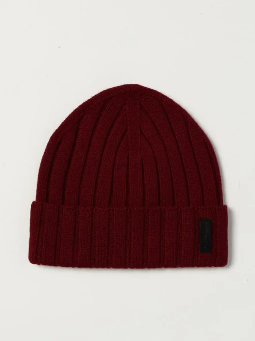 Cappello a berretto in lana vergine a coste Emporio Armani