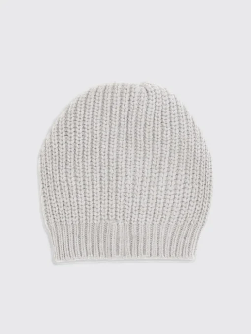 Cappello Brunello Cucinelli in cashmere a coste con paillettes ricamate