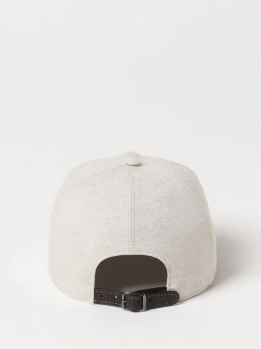 Cappello Brunello Cucinelli in lino con logo ricamato