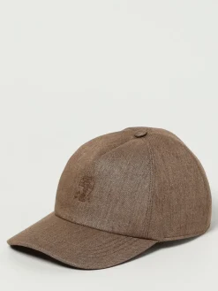 Cappello Brunello Cucinelli in cotone con logo ricamato