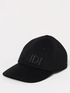 Cappello Fendi in canvas di cotone con logo ricamato
