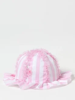 Cappello Monnalisa in cotone a righe e tulle