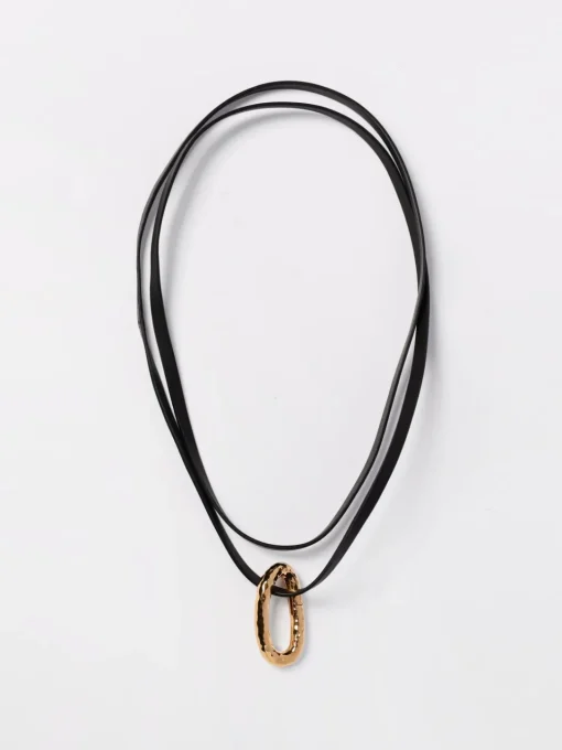 Choker Jil Sander in ottone e pelle