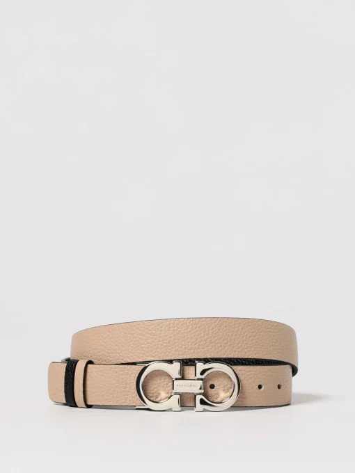 Cintura Gancini Ferragamo reversibile in pelle a grana